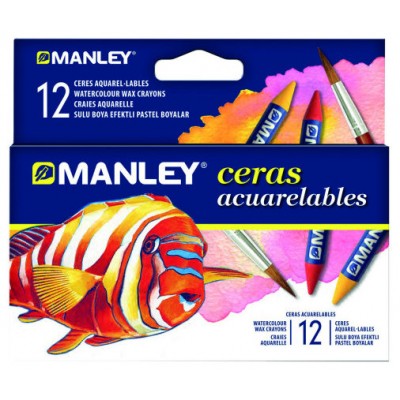 ESTUCHE 12 CERAS ACUARELABLES MANLEY MNQ00412 (Espera 4 dias) en Huesoi