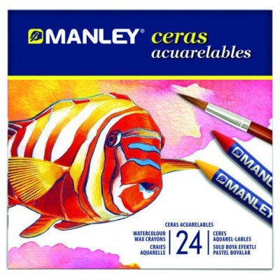 ESTUCHE 24 CERAS ACUARELABLES MANLEY MNQ00424 (Espera 4 dias) en Huesoi