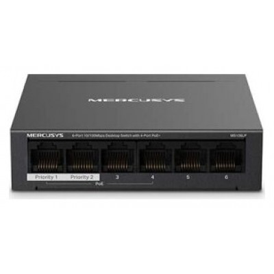 SWITCH POE+ NO GESTIONABLE MERCUSYS MS106LP 6P 10/100 en Huesoi