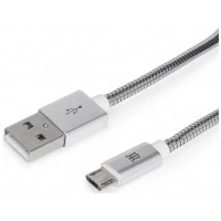 CABLE MAILLON PREMIUM MICRO USB 2,4 METAL PLATEADO 1M en Huesoi