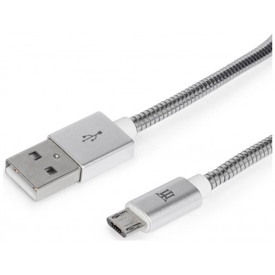 CABLE MAILLON PREMIUM MICRO USB 2,4 METAL PLATEADO 1M en Huesoi