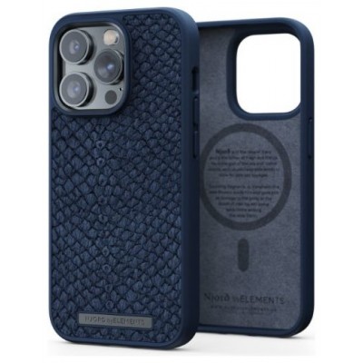 FUNDA MAGSAFE IPHONE 14 PRO PIEL DE SALMON AZUL PETROLEO NJORD (Espera 4 dias) en Huesoi