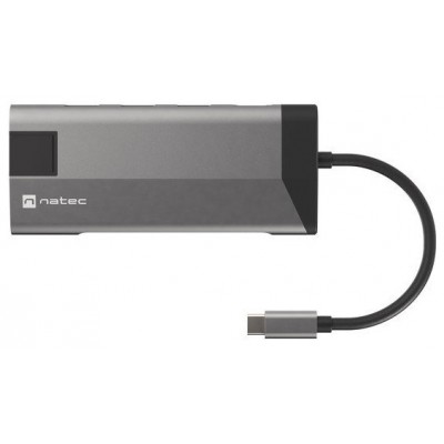 ADAPTADOR NATEC FOWLER PLUS USB-C->3XUSB 3.0,HDMI 4K,USB-C PD,RJ45,SD,MSD en Huesoi