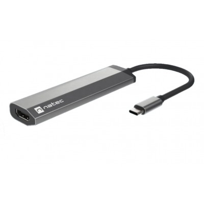 ADAPTADOR NATEC FOWLER SLIM USB-C 2XUSB 3.0,HDMI 4K,USB-C PD en Huesoi