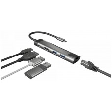 ADAPTADOR 5 IN 1 USB-C  NATEC FOWLER GO 2X USB 3.0 HUB, HDMI 4K, USB-C PD en Huesoi