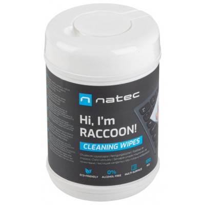 TOALLITAS LIMPIADORAS NATEC RACOON 10X10 CM PACK 100 UDS en Huesoi