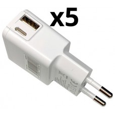 CARGADOR DE PARED NORTESS KIT 5 UNIDADES USB 1 PUERTO en Huesoi