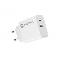 CARGADOR NATEC RIBERA 20W 1XUSB-A + 1XUSB-C PD3.0 QC3.0 BLANCO en Huesoi