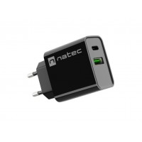 CARGADOR NATEC RIBERA 20W 1XUSB-A + 1XUSB-C PD3.0 QC3.0 NEGRO en Huesoi