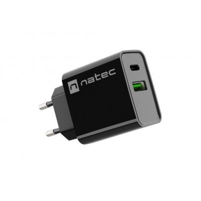 CARGADOR NATEC RIBERA 20W 1XUSB-A + 1XUSB-C PD3.0 QC3.0 NEGRO en Huesoi