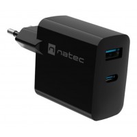 CARGADOR NATEC RIBERA GAN 45W PD3.0 QC3.0 1XUSB-A + 1XUSB-C NEGRO en Huesoi