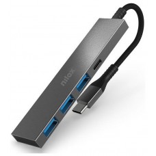 Nilox Hub Usb c, 3xUSB-A Y 1xUSB-C, Gris en Huesoi