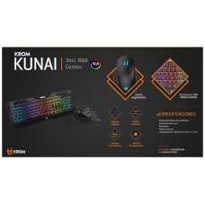 KROM Pack Gaming Kunai, Teclado led , ratón 7200 dpi y alfombrilla en Huesoi