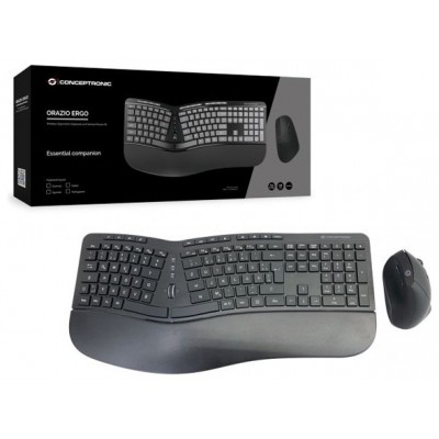 TECLADO Y MOUSE CONCEPTRONIC WIRELESS ERGONOMICO en Huesoi