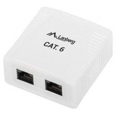 ROSETA LANBERG DE SUPERFICIE CAT.6 FTP 2X TOMA RJ45 BLANCO en Huesoi