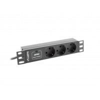 REGLETA LANBERG 1U 16A 3X SCHUKO RACK 10" 2M NEGRO en Huesoi