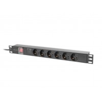 REGLETA LANBERG 1U 16A RACK 19 6X SOCKET SCHUKO NEGRO 2M en Huesoi