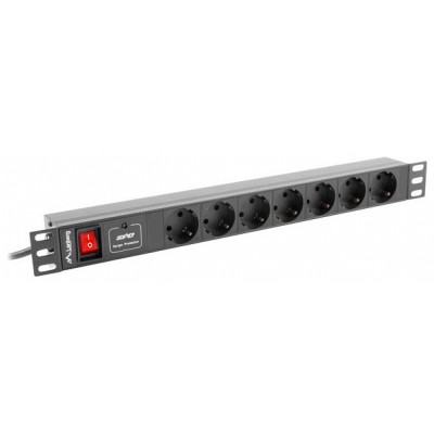 REGLETA LANBERG 1U 16A RACK 19 7X SOCKET NEGRO 2M en Huesoi