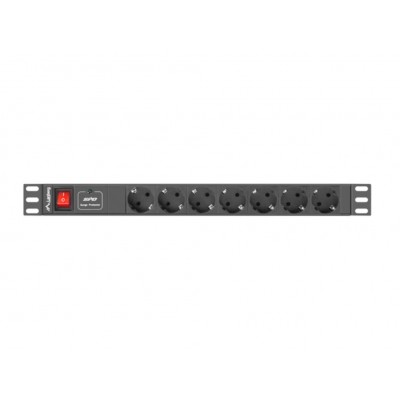 REGLETA LANBERG 1U 10A 7X SCHUKO RACK 19" 2M NEGRO C14 en Huesoi