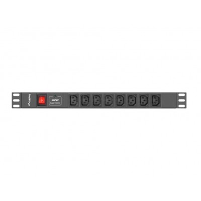 REGLETA LANBERG 1U 16A RACK 19 8X SOCKET IEC C13 NEGRO 2M en Huesoi