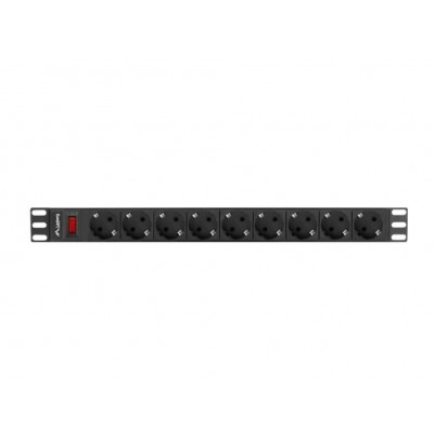 REGLETA LANBERG 1U 16A 9X SCHUKO RACK 19" 3M NEGRO en Huesoi