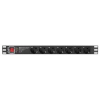 REGLETA LANBERG 1U 16A 7X SCHUKO RACK 19" 2M NEGRO en Huesoi