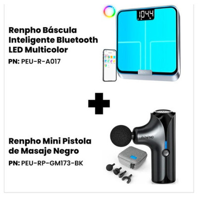 RENPHO BALANCE CONNECTEE RENPHO ELIS CHROMA A017 + PISTOLET DE MASSAGE RENPHO MINI GM173 (Espera 4 dias) en Huesoi