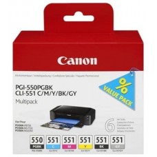 TINTA CANON MULTIPACK PGI550BK+CLI551 C/M/Y/B/G (Espera 4 dias) en Huesoi