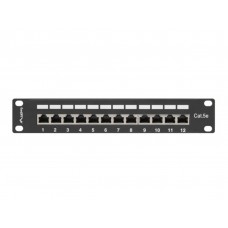 PATCH PANEL LANBERG 12 PUERTOS 1U 10" CAT.5E BLINDADO NEGRO en Huesoi