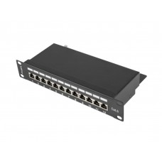 PATCH PANEL LANBERG 12 PUERTOS 1U 10" CAT.6 BLINDADO NEGRO en Huesoi