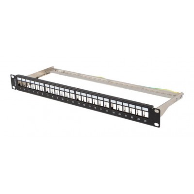 PATCH PANEL LANBERG 24 PUERTOS 1U RACK 19" FTP PARA MODULOS KEYSTONE NEGRO en Huesoi