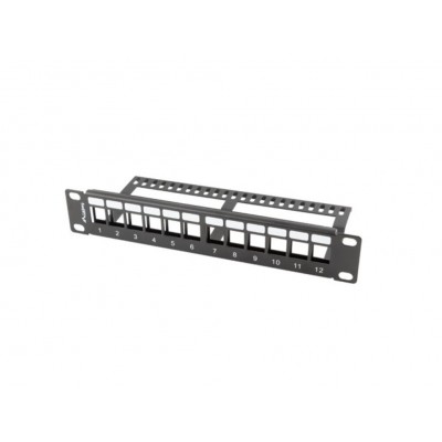 PATCH PANEL LANBERG 12 PUERTOS 1U RACK 19-ORGANIZADOR MODULOS KEYSTONE NEGRO en Huesoi