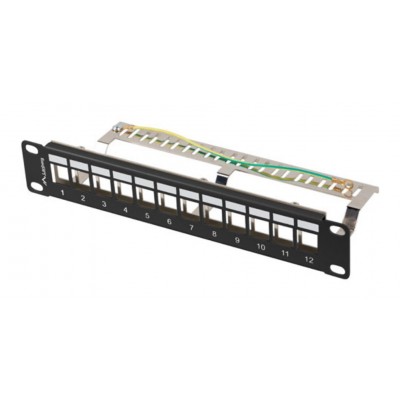 PATCH PANEL LANBERG 12 PUERTOS 1U RACK 10 FTP PARA MODULOS KEYSTONE NEGRO en Huesoi