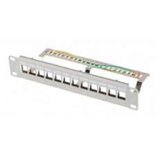 PATCH PANEL LANBERG 12 PUERTOS 1U RACK 10" FTP PARA MODULOS KEYSTONE GRIS en Huesoi