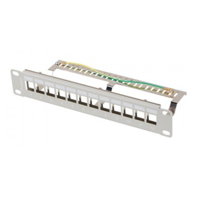PATCH PANEL LANBERG 12 PUERTOS 1U RACK 10" FTP PARA MODULOS KEYSTONE GRIS en Huesoi
