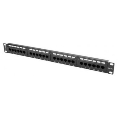 PATCH PANEL LANBERG CAT.5E UTP 24 PUERTOS 1U RACK 19 NEGRO en Huesoi