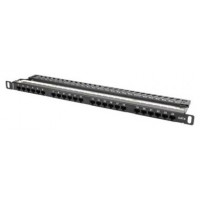 PATCH PANEL LANBERG CAT.6 UTP 24 PUERTOS 0.5U RACK 19 NEGRO en Huesoi