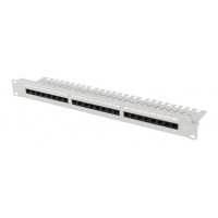 PATCH PANEL LANBERG 24 PUERTOS 1U 19" CAT.6 UTP CON ORGANIZADOR CABLES GRIS en Huesoi