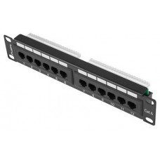 PATCH PANEL LANBERG 12 PUERTOS 1U 10" CAT.6 NEGRO en Huesoi