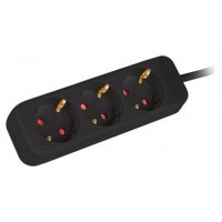 REGLETA LANBERG 3 TOMAS SCHUKO NEGRA 1.5M en Huesoi
