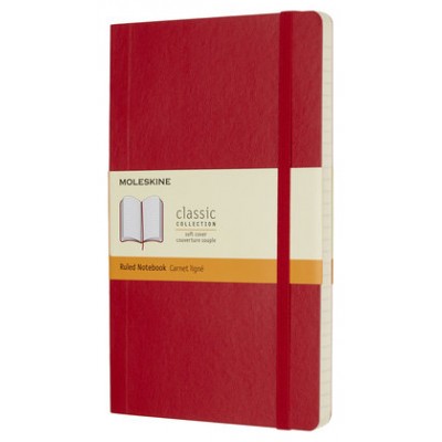 LIBRETA CLASICA TAPA BLANDA ROJO ESCARLATA L (13X21CM) RAYADA MOLESKINE QP616F2 (Espera 4 dias) en Huesoi