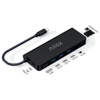 Nilox Dock Usb c 8 en 1 Negro en Huesoi