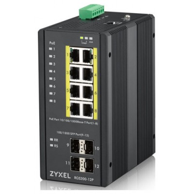 Zyxel RGS200-12P Gestionado L2 Gigabit Ethernet (10/100/1000) Energía sobre Ethernet (PoE) Negro (Espera 4 dias) en Huesoi