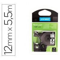 DYMO Cinta LM D1 12mmx5,5m Negro/blanco polyester adhesivo permanente en Huesoi