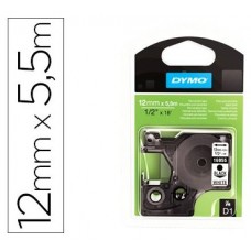 DYMO Cinta LM D1 12mmx5,5m Negro/blanco polyester adhesivo permanente en Huesoi