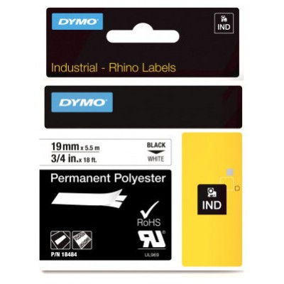 DYMO RHINO Cinta ID1-19 Negro/blanco polyester en Huesoi