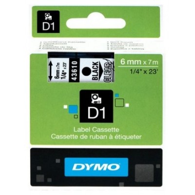 DYMO Cinta LM D1 6mmx7m Negro/transparente en Huesoi