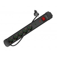 REGLETA LANBERG SP1 5 TOMAS SCHUKO PROTECCION HASTA 2500W NEGRA 1.5M en Huesoi