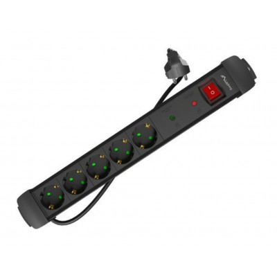 REGLETA LANBERG SP1 5 TOMAS SCHUKO PROTECCION HASTA 2500W NEGRA 3M en Huesoi