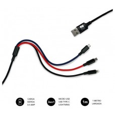 SUBBLIM Cable Premium 3in1 3.0 (Micro USB+Type C+Lightning) (Espera 4 dias) en Huesoi